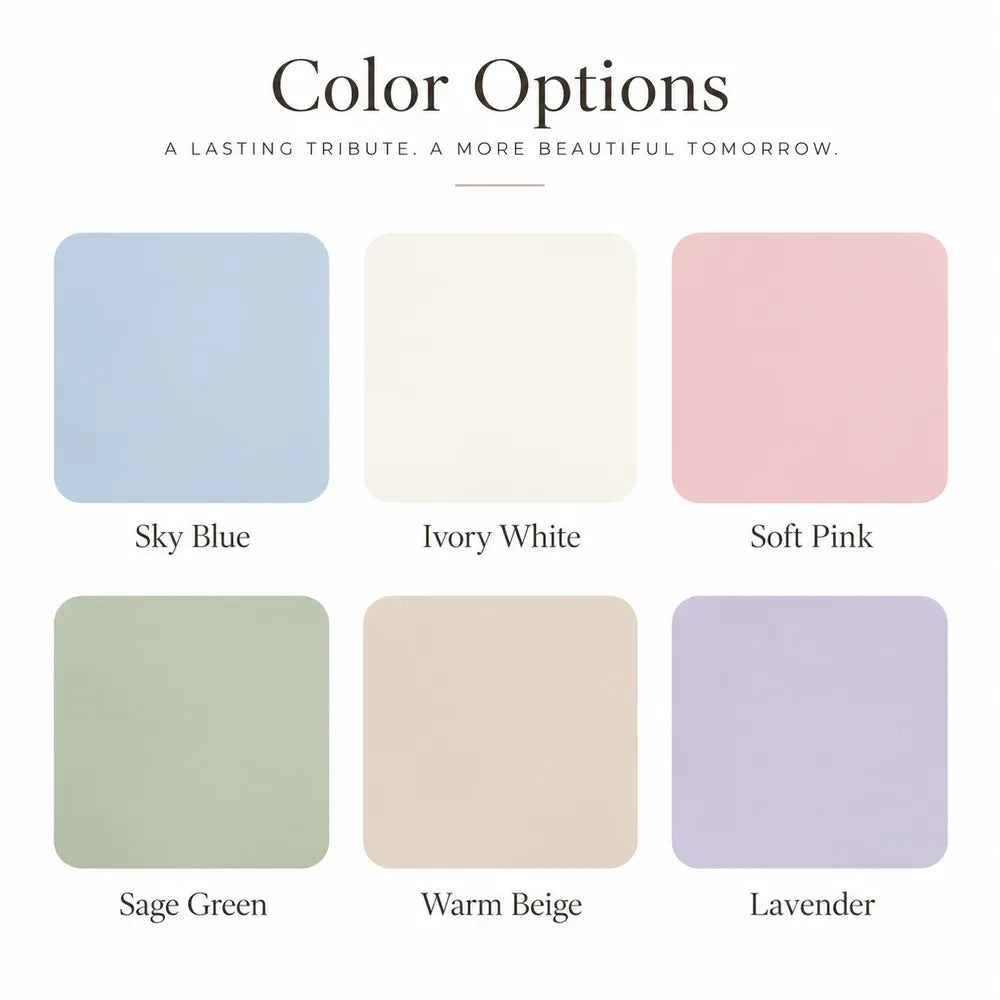 Cat urn color options including standard colors and custom color choices
