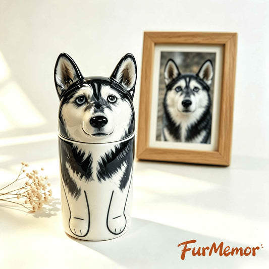 Personalized Handmade Ceramic Dog Cremation Urn, Memorial Keepsake for Dog Ashes