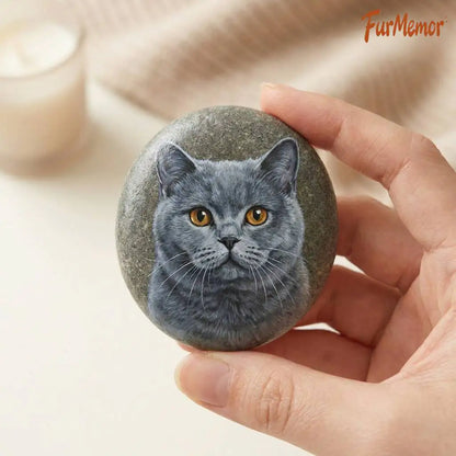 Personalized Pet Portrait Painted Stone, Custom Hand-Painted Rock Art Keepsake, Pet Dog Cat Memorial Stone Gift