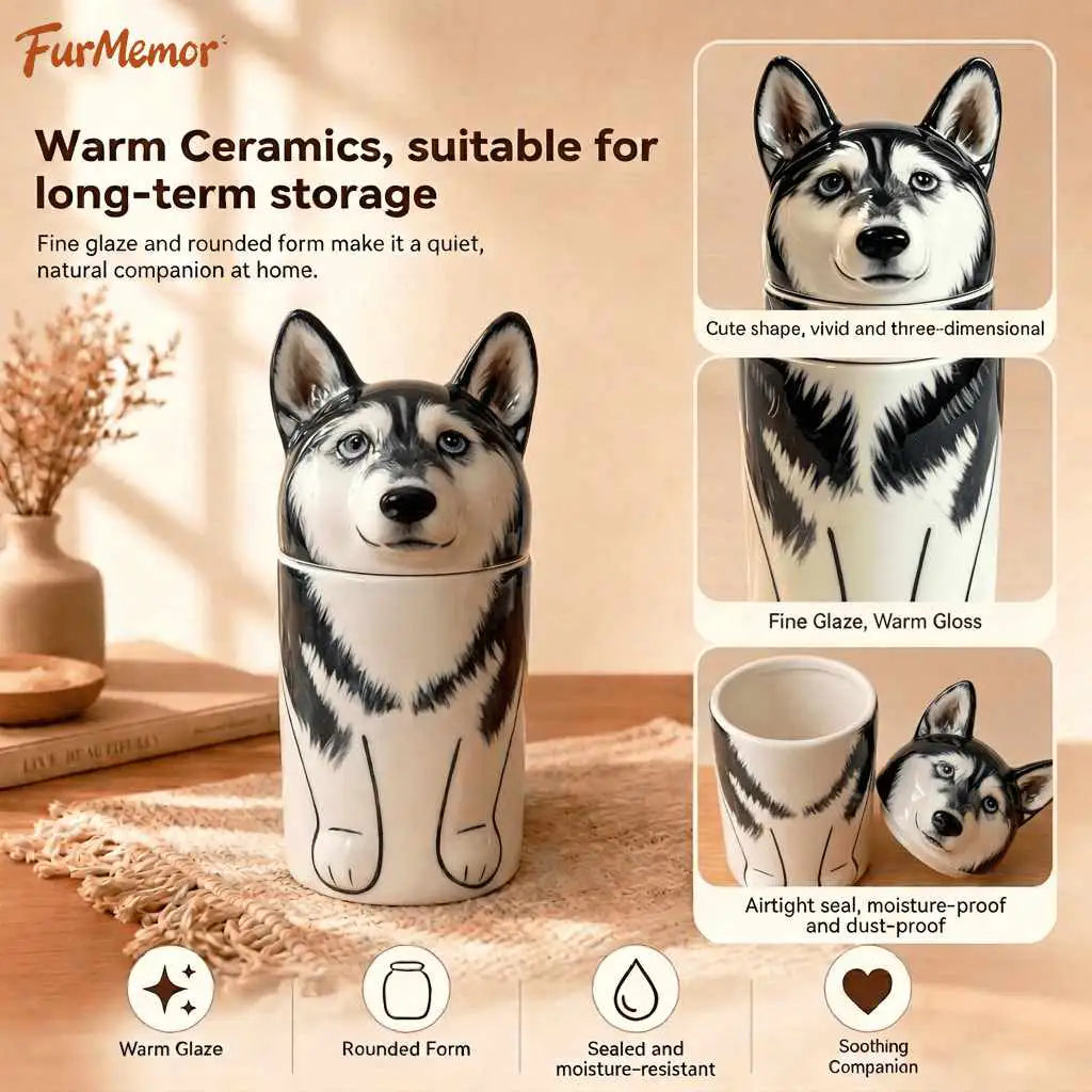 Personalized Handmade Ceramic Dog Cremation Urn, Memorial Keepsake for Dog Ashes