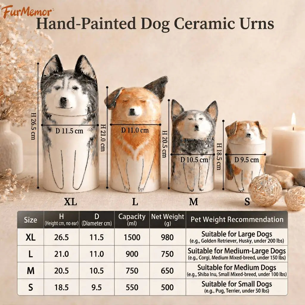 Personalized Handmade Ceramic Dog Cremation Urn, Memorial Keepsake for Dog Ashes