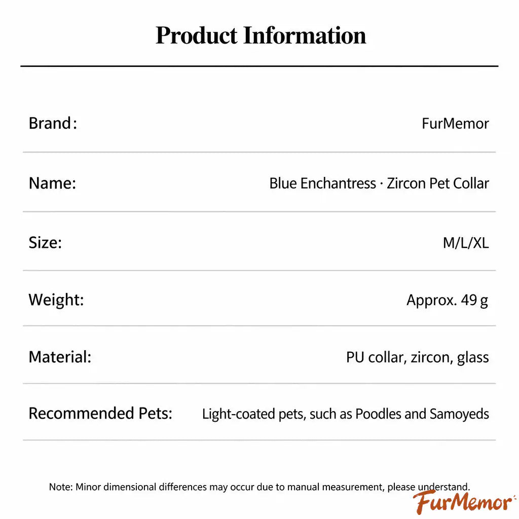 Blue zircon pet collar size chart for dogs