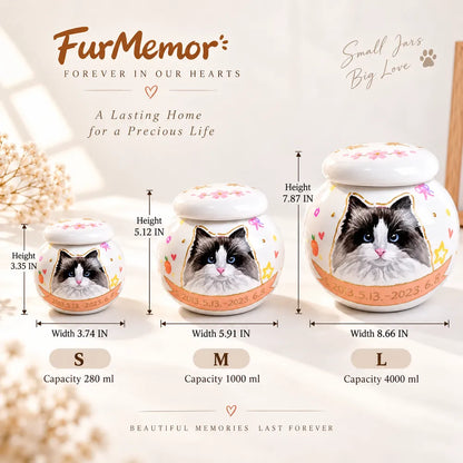 Cat urn size and capacity guide for S M and L with pet weight recommendations
