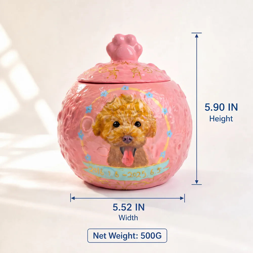Dog memorial urn size and capacity guide with dimensions and pet weight recommendations