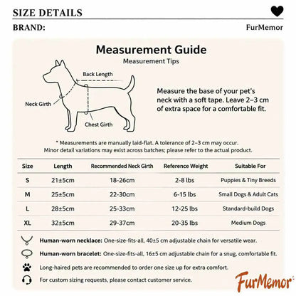 Liight pink pearl pet necklace measurement guide