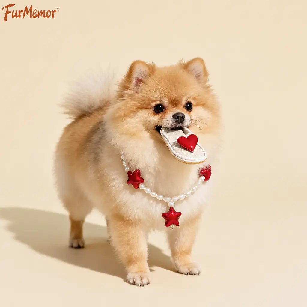 Red star charm and decorative details on pet jewelry